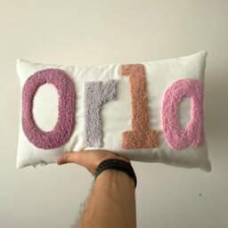 Personalized Name Pillow, Nursery Custom Embroidered Punch Needle Baby Room Decor, Decorative Pillow - thumbnail 2