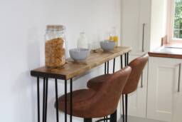 Wooden Breakfast Bar With Hairpin Legs, Scaffold Board, Kitchen Table, Rustic Bar, Desk - thumbnail 1
