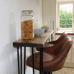 Wooden Breakfast Bar With Hairpin Legs, Scaffold Board, Kitchen Table, Rustic Bar, Desk - thumbnail 2