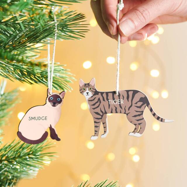 Personalised Cat Christmas Hanging Decoration - image 1