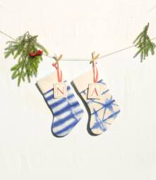 Personalized Tie Dye Christmas Stockings, Indigo Blue Ready To Ship - thumbnail 1
