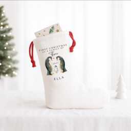 Personalised Last Christmas As A Family Of Three Stockings, Customised Keepsake Gifts, Gift Stockings - thumbnail 3
