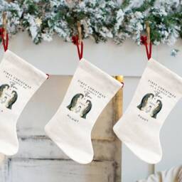 Personalised Last Christmas As A Family Of Three Stockings, Customised Keepsake Gifts, Gift Stockings - thumbnail 2