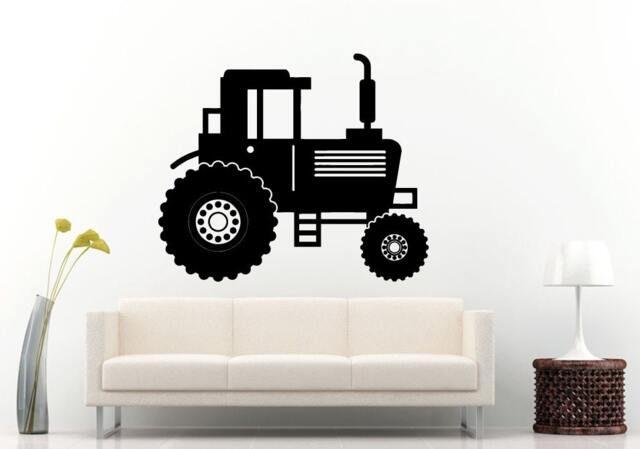 Tractor Trailer Big Tires Farmer Vehicle Work Boys Room Kids Children Toddler Wall Decal Vinyl Sticker Mural Decor L1097 - image 1