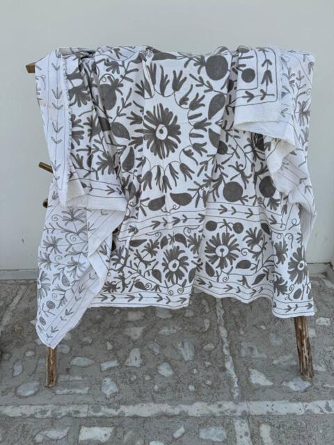 Luxury Canvas Cotton Suzani Quilt For Sofa Throw, Bedding, & Home Decoration - image 1