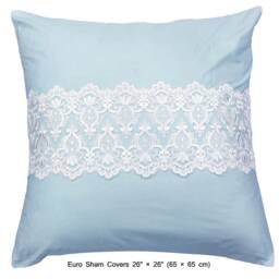 King, Queen & Twin Size Blue Decorative Duvet Cover Set, Cotton Lace Embroidery, French Toile Contemporary - Breeze - thumbnail 3