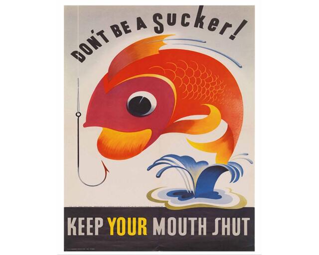World War Propaganda Don't Be A Sucker Vintage Advertising Enamel Metal Tin Sign Wall Plaque