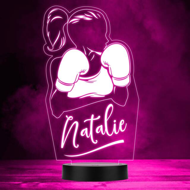 Girl Boxing in Gloves Boxer Sports Fitness Fan Led Colour Night Light - image 1