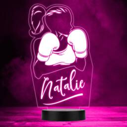 Girl Boxing in Gloves Boxer Sports Fitness Fan Led Colour Night Light