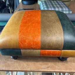 Real Leather Striped Footstool - Any 4 Colours You Like - thumbnail 3