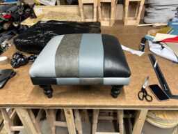 Real Leather Striped Footstool - Any 4 Colours You Like
