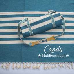 Cotton Beach Towel & Carrier Strap, Couple Gift Set, Engagement Gift, 2nd Wedding Anniversary, Thank You - thumbnail 2