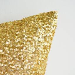 Bright & Shiny Gold Pillow Cover , Christmas Interiors Sequin Cushion Metallic - thumbnail 2