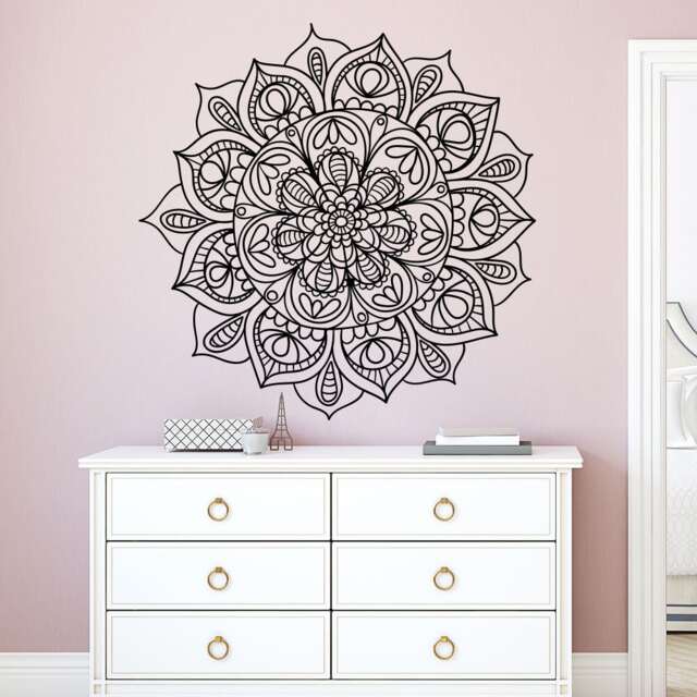 Mandala Wall Decal. Yoga Studio Decor. Stickers. Bohemian Bedroom Namaste Indian Pattern. Art Ar340 - image 1