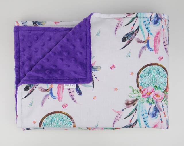 Baby Blanket With Purple Dreamcatchers & Minky Back - image 1