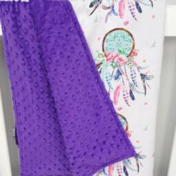 Baby Blanket With Purple Dreamcatchers & Minky Back - thumbnail 2
