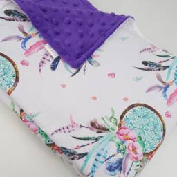 Baby Blanket With Purple Dreamcatchers & Minky Back - thumbnail 3