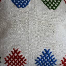 40cm Vintage Kilim Cushion Cover Handwoven - White With Strong Vibrant Primary Colours - thumbnail 2