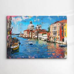Venice Italy Gondola Boat Canal River Landmark Oil Painting Style Wall Art Framed Calming Canvas Poster Print Home/Office Room Decor Gifts - thumbnail 3
