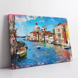 Venice Italy Gondola Boat Canal River Landmark Oil Painting Style Wall Art Framed Calming Canvas Poster Print Home/Office Room Decor Gifts - thumbnail 2