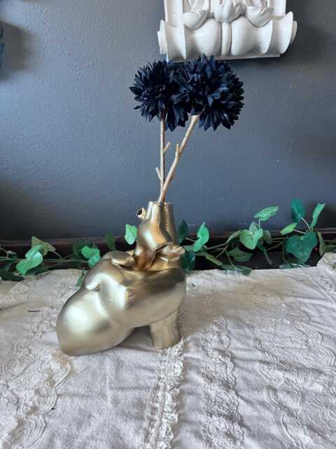 Anatomical Heart Shaped Vase Decor Gold Gothic Creepy - image 1
