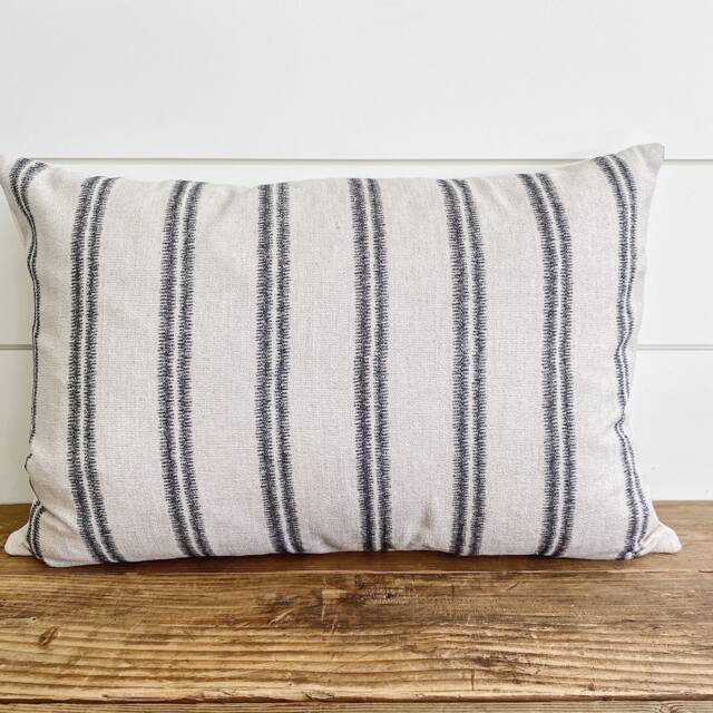 Admiral -- Navy & Ivory Pillow Cover Neutral & White Indigo Lumbar Throw - image 1