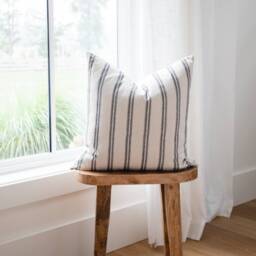 Admiral -- Navy & Ivory Pillow Cover Neutral & White Indigo Lumbar Throw - thumbnail 3