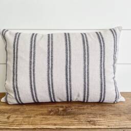 Admiral -- Navy & Ivory Pillow Cover Neutral & White Indigo Lumbar Throw - thumbnail 1