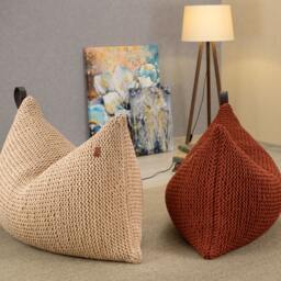 Beige Bean Bag Chair, Floor Sofa Copper, Unique Large Floor Pillow, Bean Own Yarn Production 37Colors Unfilled - thumbnail 4