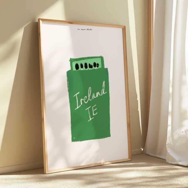 Ireland Matchbox Art Print, Vintage Style, Kitchen Bar Wall Decor - image 1