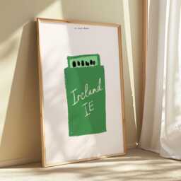 Ireland Matchbox Art Print, Vintage Style, Kitchen Bar Wall Decor - thumbnail 1