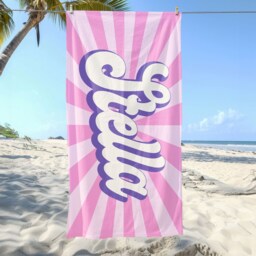 Personalized Name Beach Towel, Oversized Custom Monogram Pool Signature Towel For Kids, Vacation Gift, Picnic - thumbnail 3