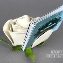 Handmade Steel Rose Business Card Holder Forever Metal Flower - thumbnail 3