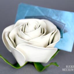 Handmade Steel Rose Business Card Holder Forever Metal Flower - thumbnail 2