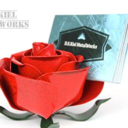 Handmade Steel Rose Business Card Holder Forever Metal Flower - thumbnail 4