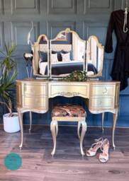 Champagne Gold Vanity - Olympus Louis Style Dressing Table - thumbnail 1