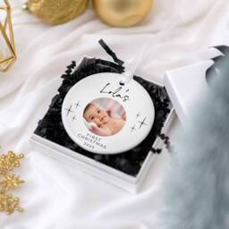My First Xmas Christmas Photo Ornament, Bauble, Personalised Bauble Decoration 1st Baby's - thumbnail 1