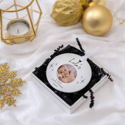 My First Xmas Christmas Photo Ornament, Bauble, Personalised Bauble Decoration 1st Baby's - thumbnail 2