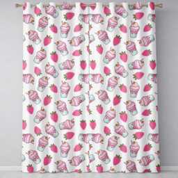 Cute Strawberry Cupcakes & Sweet Treats On Cream Background Seamless Pattern Readymade Eyelet Ring Top Thermal 100% Blackout Curtains - thumbnail 2