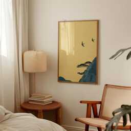 Yellow Swallow Bird Poster - Minimalist Landscape Wall Art - thumbnail 3