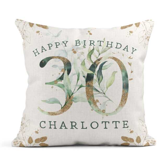 30Th Birthday Personalised Cushion, Floral - image 1