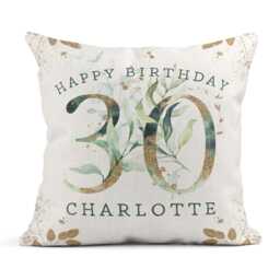 30Th Birthday Personalised Cushion, Floral - thumbnail 1