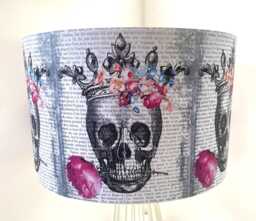 Skull Crown Floral Lampshade Gothic By Fatta Da Mamma Free Gift - thumbnail 1