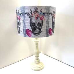 Skull Crown Floral Lampshade Gothic By Fatta Da Mamma Free Gift - thumbnail 3