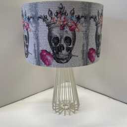 Skull Crown Floral Lampshade Gothic By Fatta Da Mamma Free Gift - thumbnail 2
