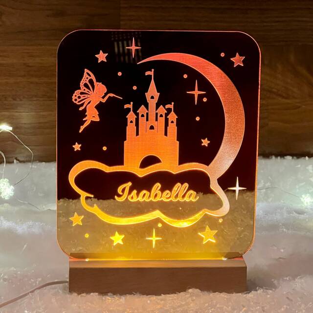 Personalised Fairy Night Light, Kids Bedroom Decor, Personalized Children's Light New Baby Name Lamp, Newborn Nursery Shower Christmas - image 1