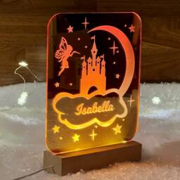 Personalised Fairy Night Light, Kids Bedroom Decor, Personalized Children's Light New Baby Name Lamp, Newborn Nursery Shower Christmas - thumbnail 3