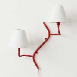 Wall Light Modern Red Branch Style Double Sconce, Artistic Scandinavian Fixture, Luxury Contemporary Bedroom & Living Room Lighting - thumbnail 2