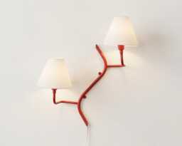 Wall Light Modern Red Branch Style Double Sconce, Artistic Scandinavian Fixture, Luxury Contemporary Bedroom & Living Room Lighting - thumbnail 1