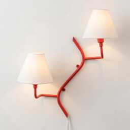 Wall Light Modern Red Branch Style Double Sconce, Artistic Scandinavian Fixture, Luxury Contemporary Bedroom & Living Room Lighting - thumbnail 3